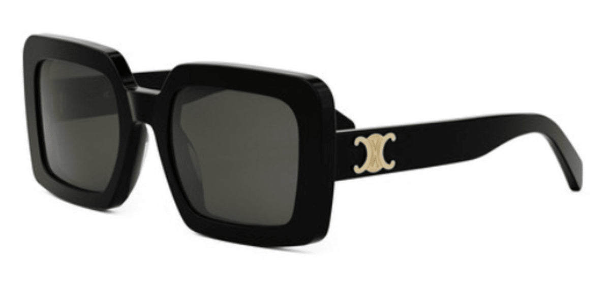 Lunettes de soleil Celine Triomphe Square CL40304U – Acétate brillant noir avec des verres classiques gris