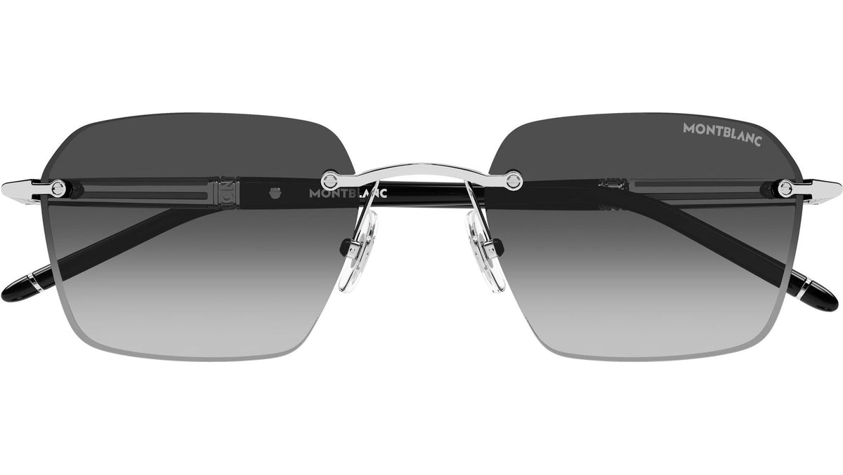 Lunettes de soleil Montblanc MB0526S – Argent et noir / verre gris dégradé