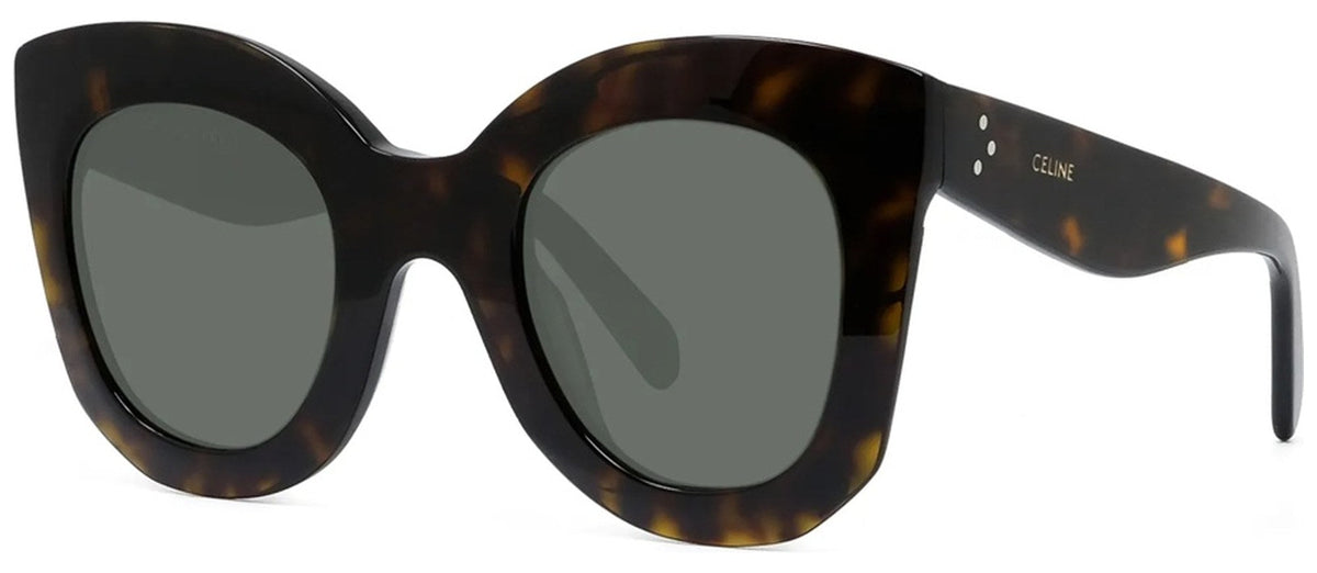 Lunettes de soleil Celine 3 Dots Butterfly CL4005IN – Havane foncé brillant / verre vert