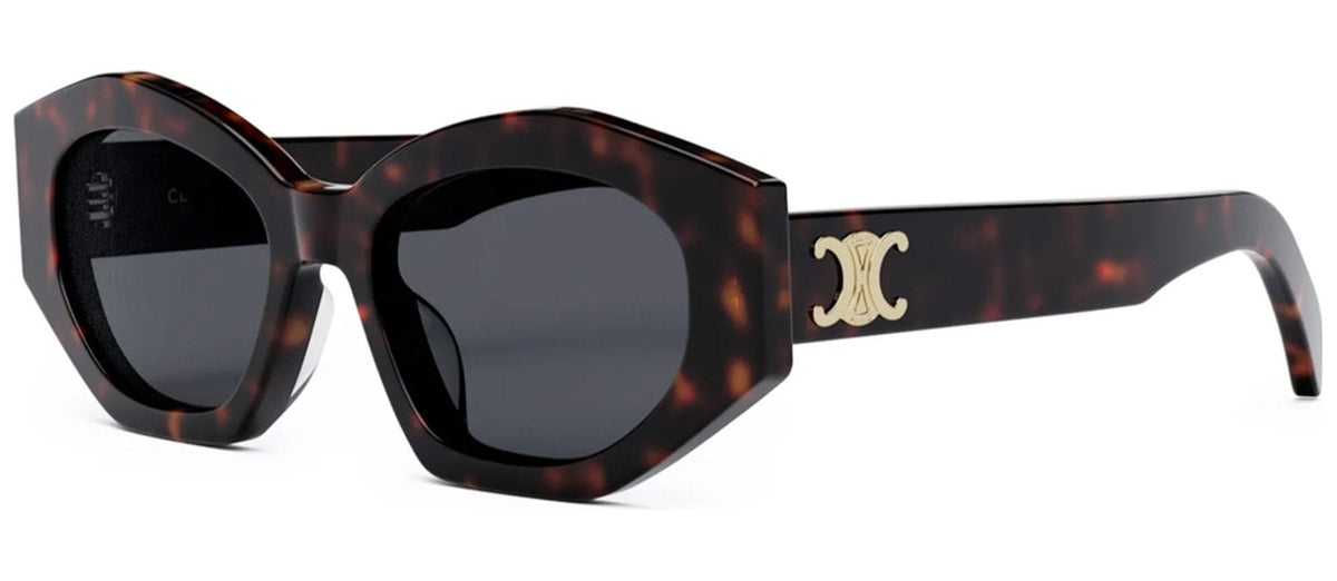 Lunettes de soleil Celine Triomphe Oval CL40238U – Noir brillant / verre gris 52A