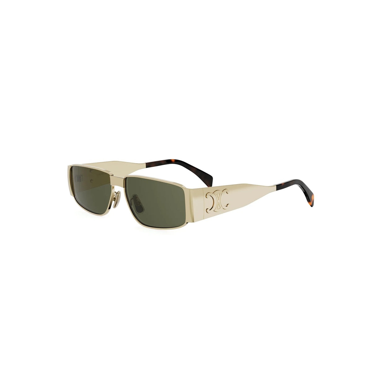 Lunettes de soleil Celine Metal Triomphe CL40325U – Jaune brillant / verre vert