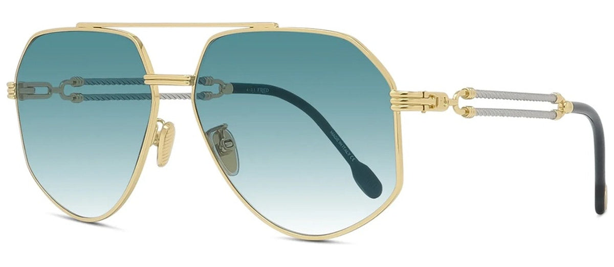 Lunettes de soleil Fred Double Cable FG40030U – Or brillant / verre bleu