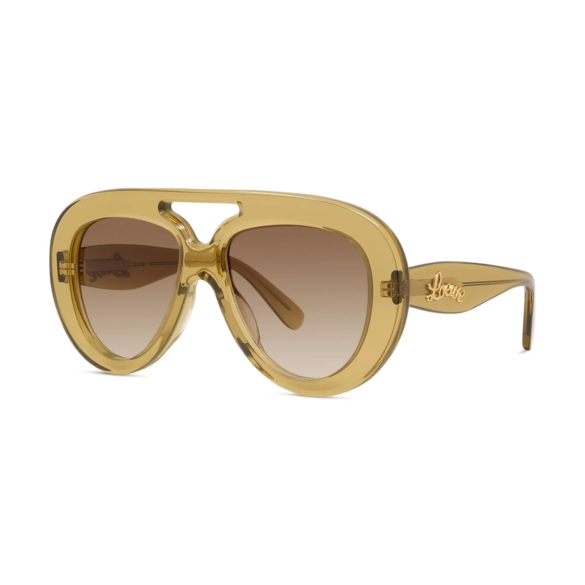 Lunettes de soleil Loewe Curvy LW40144U – Acétate brillant vert / verres dégradé marron 96F