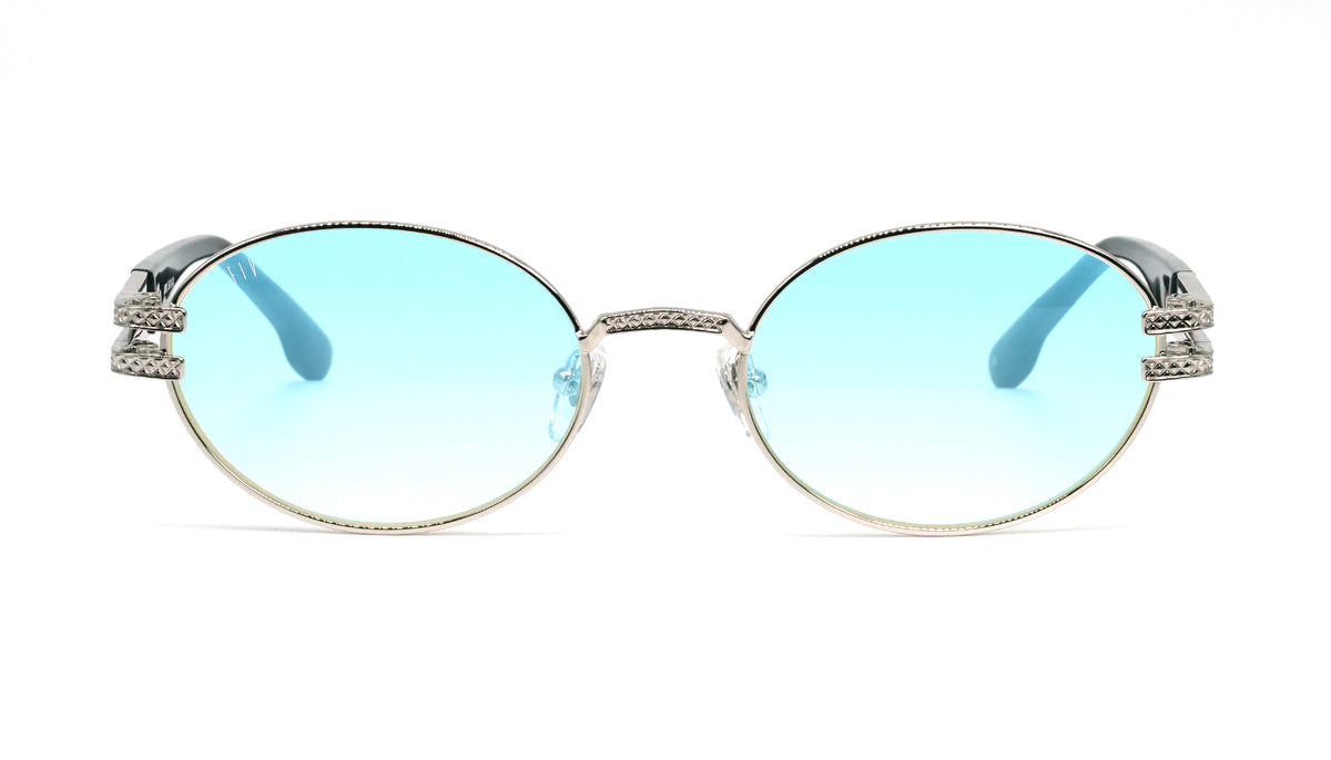 9FIVE Lotus solaire – photo face – Platinum / Light Blue gradient