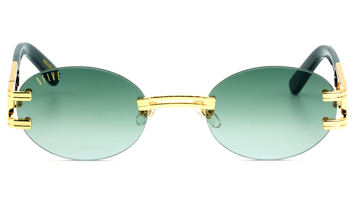 9FIVE Remix Royals Lite XL solaire – photo face – Black & Gold XL / Green-Blue gradient lens