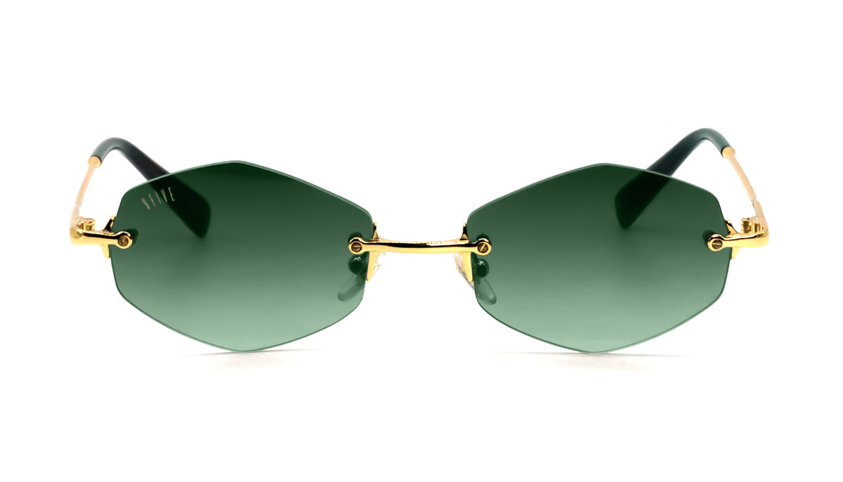 9FIVE Clarity Rhombus solaire – photo face – Gold / Green gradient lens